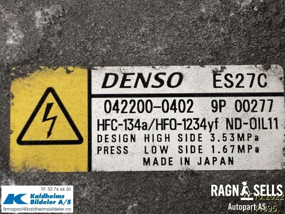 Aircondition kompressor til Toyota Prius +7 2012-2020 (Type III) (stasjonsvogn) (stasjonsvogn) (0422000402|8837076020|ES27C)