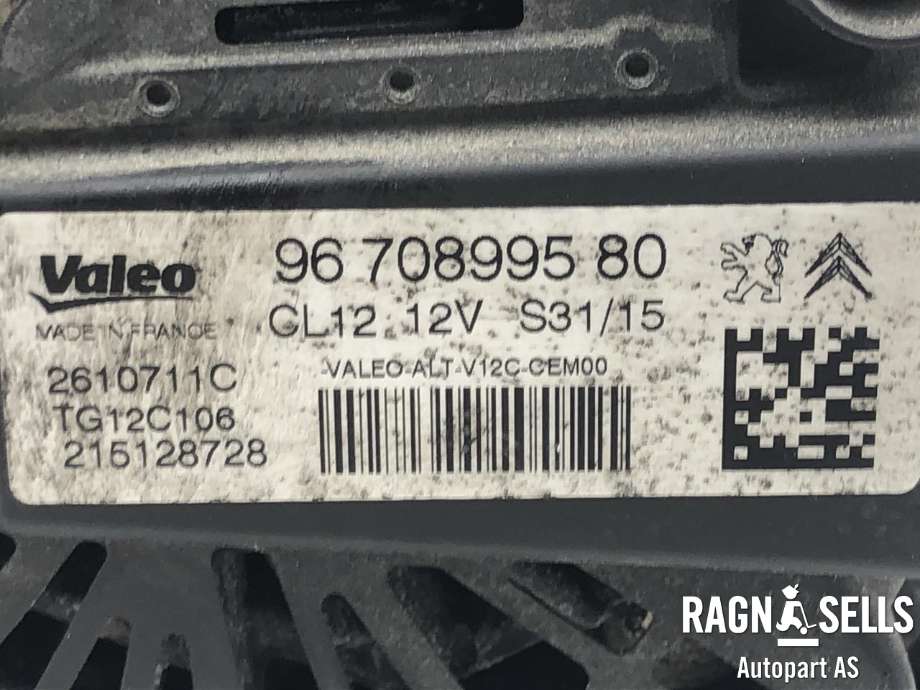 Dynamo til Peugeot 2008 2013-2019 (Type I)  (VALEO|2610711C|9670899580|1608064580|1612380080|1619607980|1648232180|9810971880|9818677980|95524680|3640165|)