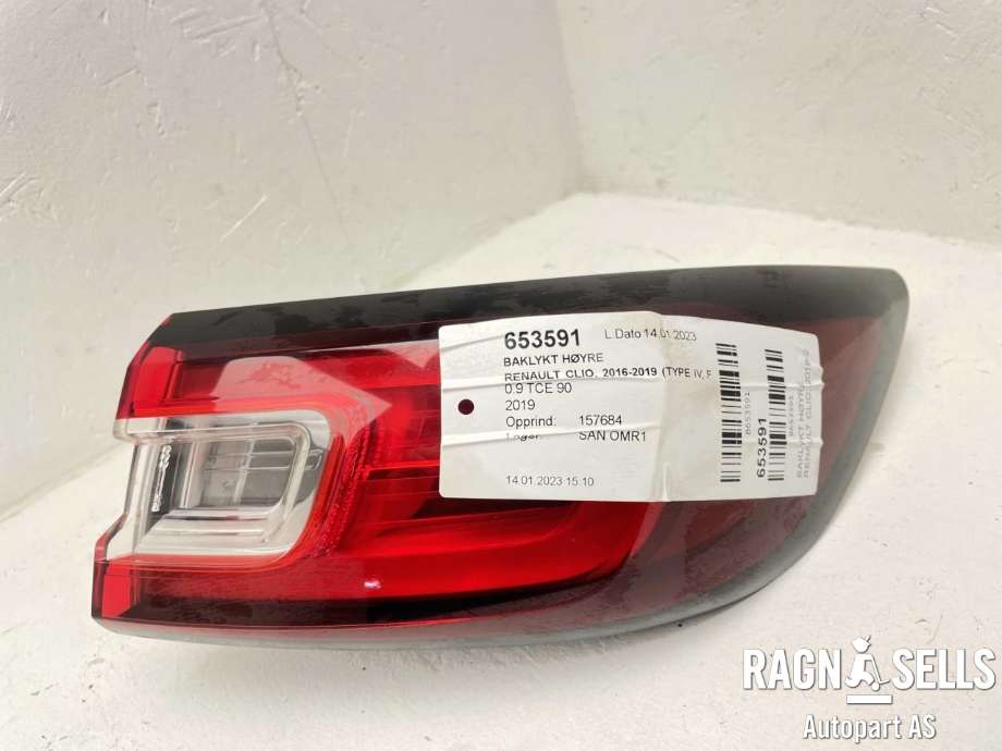 Baklykt høyre ytre til Renault Clio 2016-2019 (Type IV, Fase 2)  (265504307R|)