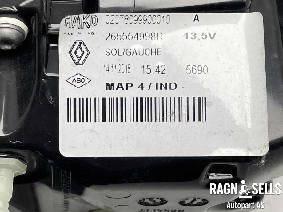 Baklykt venstre ytre til Renault Clio 2016-2019 (Type IV, Fase 2)  (265554998R|)
