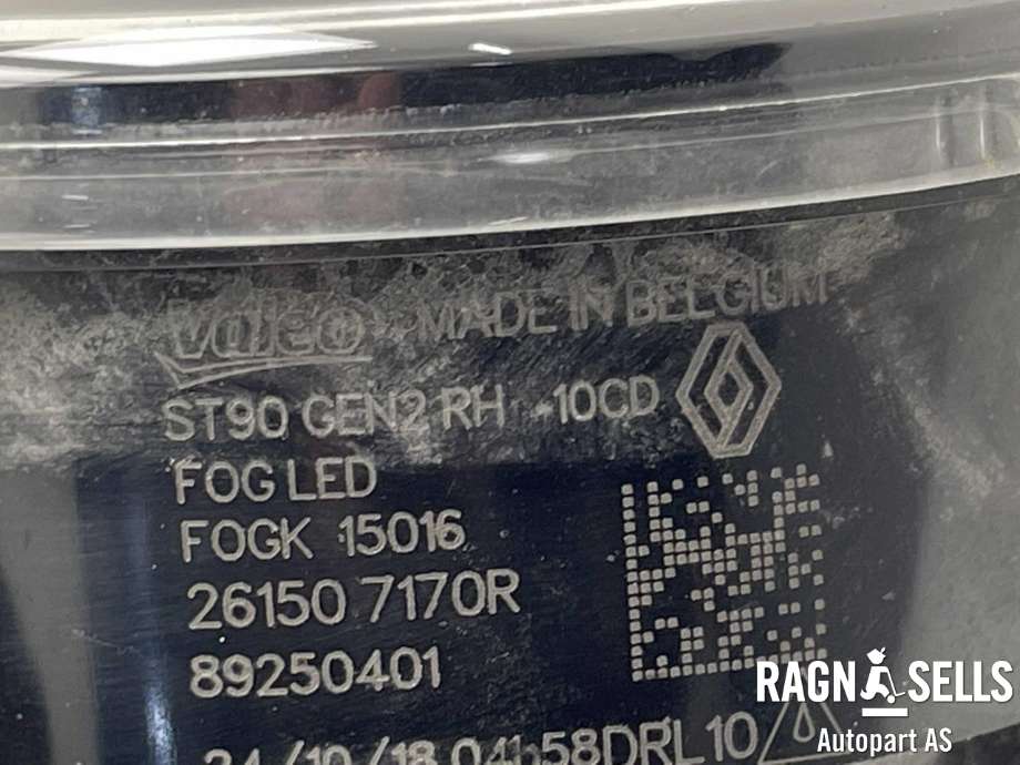 Tåkelykt høyre foran til Renault Clio 2016-2019 (Type IV, Fase 2)  (261507170R|89250401|)