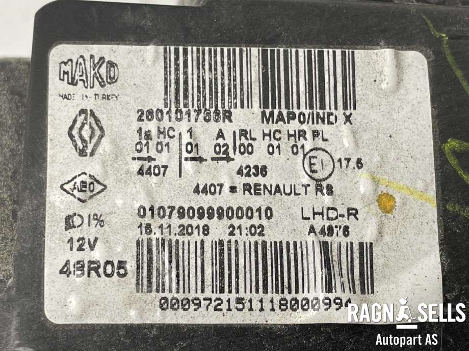 Frontlykt høyre full-LED til Renault Clio 2016-2019 (Type IV, Fase 2)  (260101766R|)