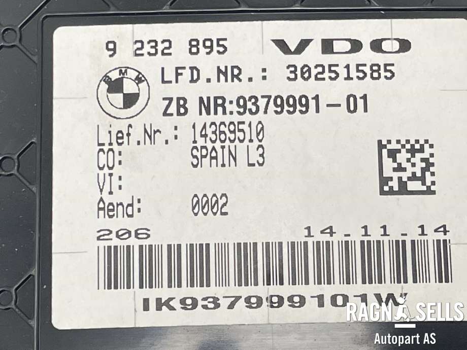 Speedometer til BMW 4-Serie 2013-2020 (F32/F33/F36) (F32/F33/F36) (VDO||9 232 895|9 379 991)