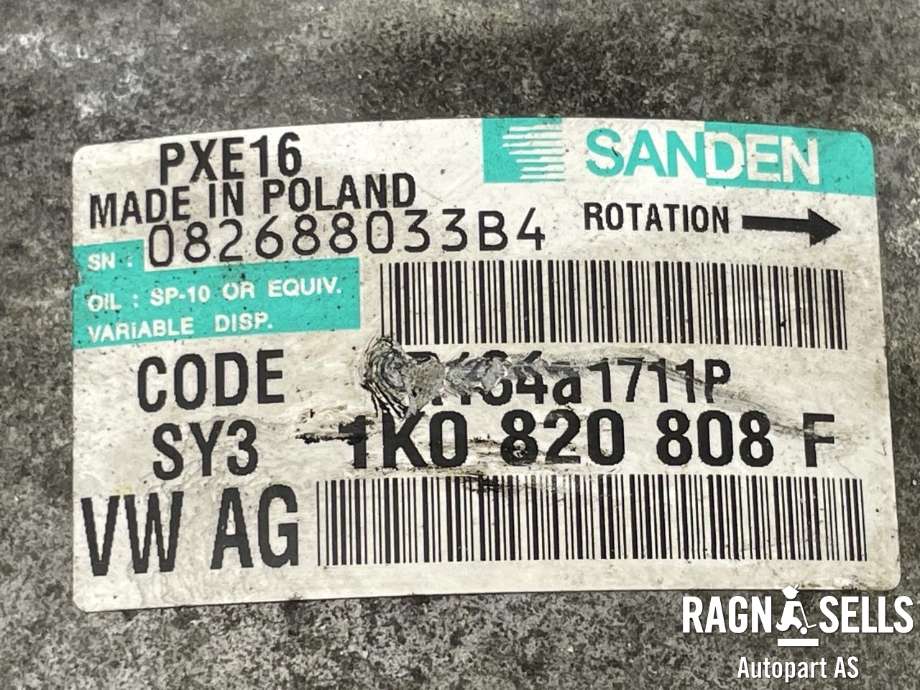 Aircondition kompressor til VW Touran 2010-2015 (Type I, Fase 3) (SANDEN|1K0820803F|1K0820803J|1K0820803P|1K0820808B|1K0820808BX|1K0820808D|1K0820808DX|1K0820808F|1K0820808FX|1K0820859C|1K0820859E|1K0820859F|1K0820859M|1K0820859Q|)