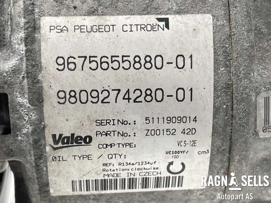 Aircondition kompressor til Peugeot 308 2013-2021 (Type II)  (VALEO|967565588001|980927428001|5111909014|98 275 289 80|1609552980|1612091180|1612237580|1613509980|1613563680|1617294480|1623244980|1633565880|1633566080)