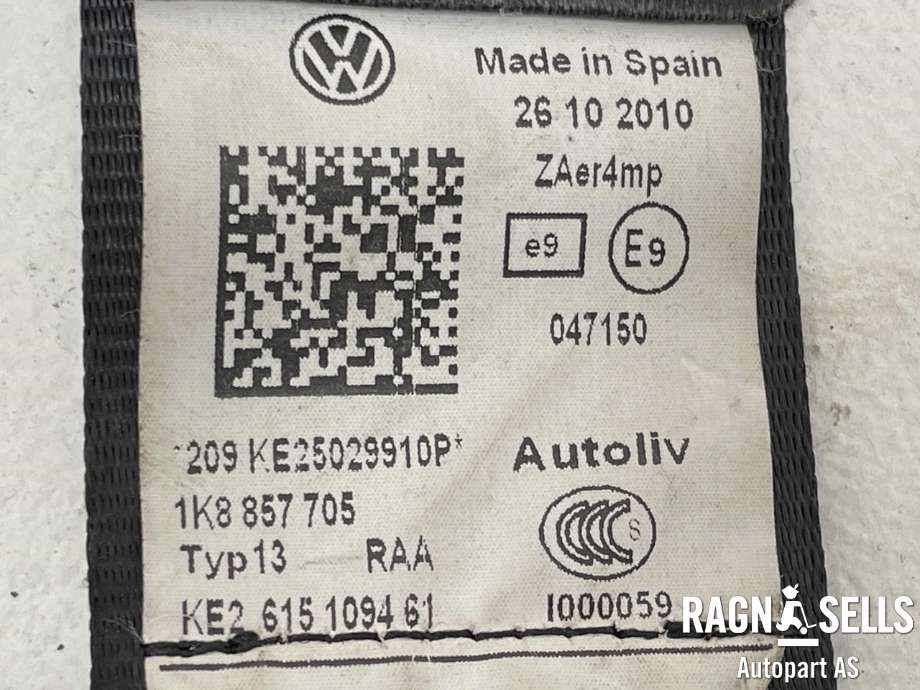 Sikkerhetsbelte foran venstre til VW Scirocco 2008-2013  (1K8857705|1K8 857 705|)