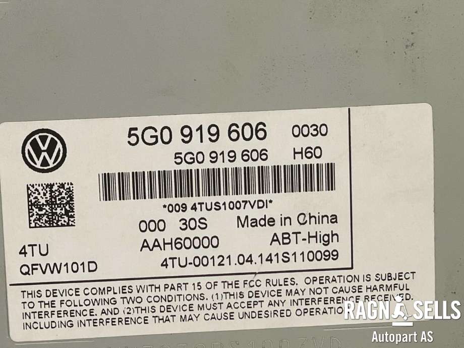 Bilstereo navigasjon betjeningspanel til VW Golf VII 2012-2017 (Fase 1)  (5G0 919 606|)
