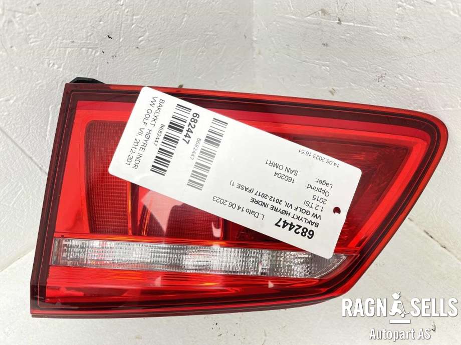 Baklykt høyre indre til VW Golf VII 2012-2017 (Fase 1) (510945094K|)