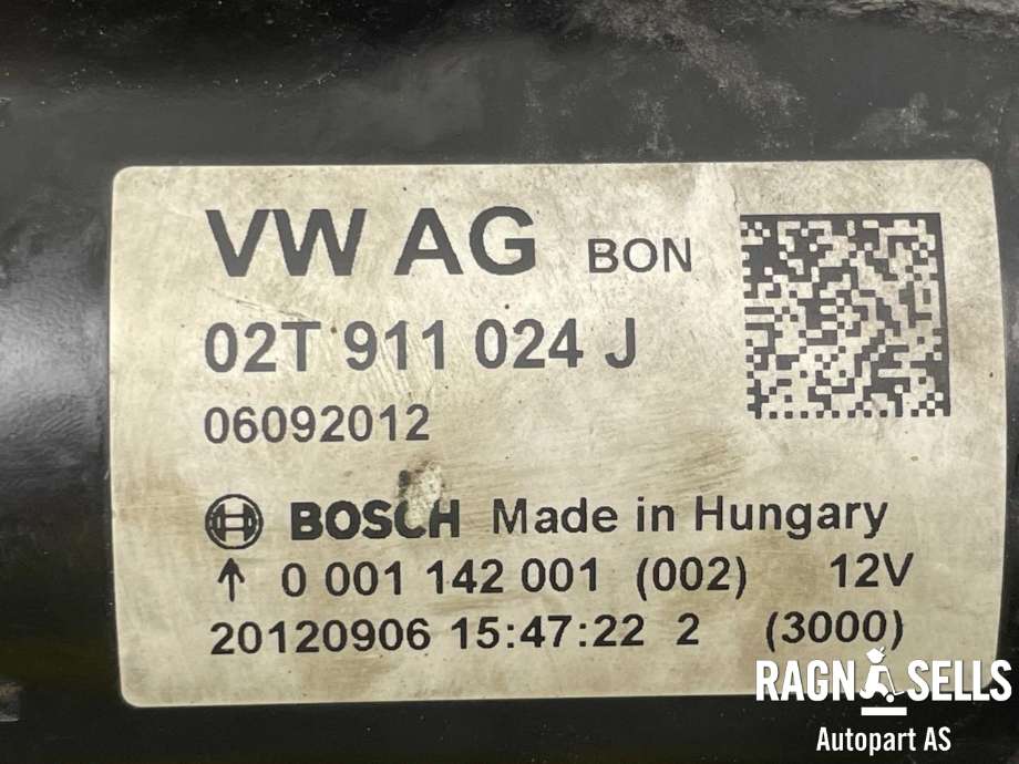 Starter til VW Polo 2009-2014 (Type V, Fase 1)  (BOSCH|02T 911 024 J|0 001 142 001|02T 911 024 JX)