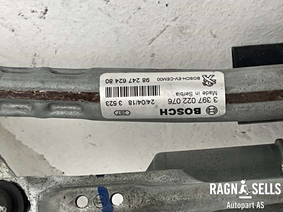 Viskermotor frontrute komplett m/overføring til Peugeot 5008 2017-->> (Type II) (BOSCH|3397022076|9824762480|98 109 895 80|)