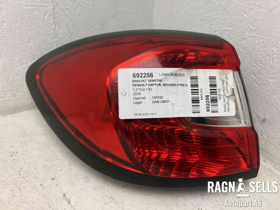 Baklykt venstre til Renault Captur 2013-2020 (Type I) (0286304167|265557367R|)