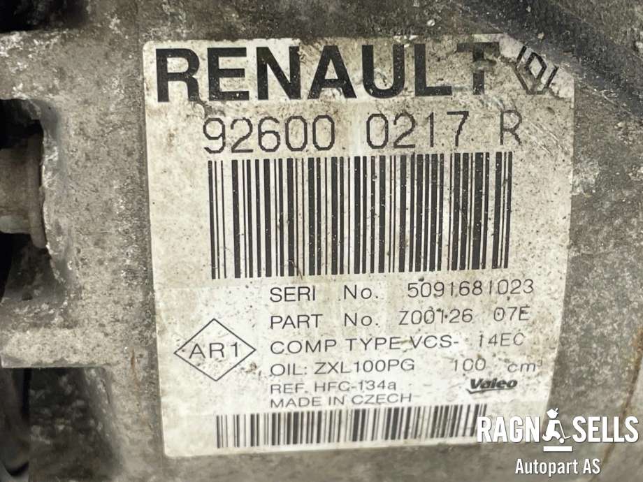 Aircondition kompressor til Renault Captur 2013-2020 (Type I)  (VALEO|926000217R|5091681023|Z0012607E|926000734R|)