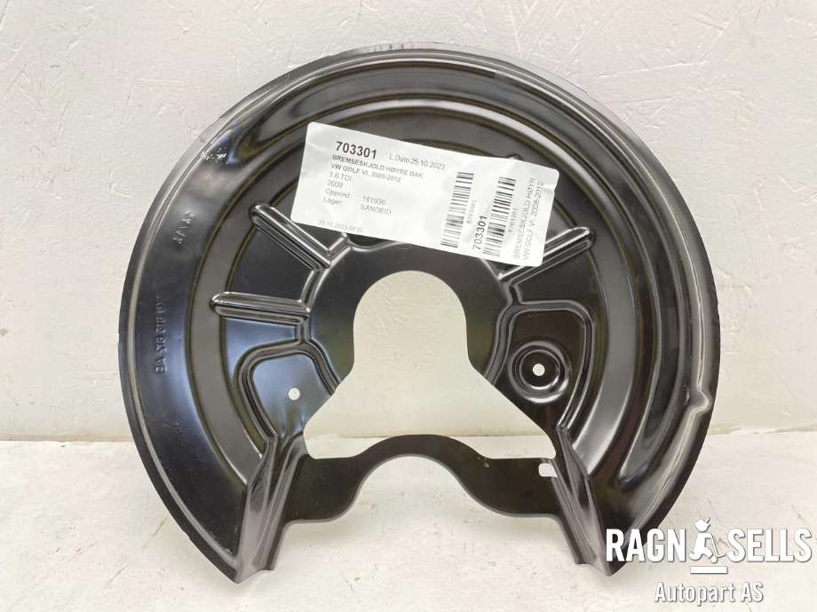 Bremseskjold høyre bak til VW Golf VI 2008-2012  (1K0615612AB|)