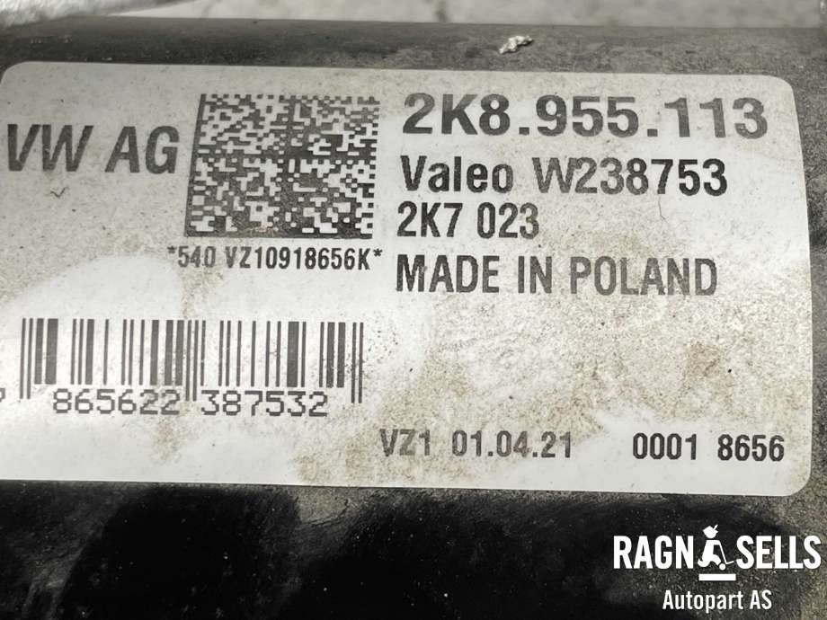 Viskermotor frontrute komplett m/overføring til VW Caddy 2020-->> (Type IV) (VALEO|2K8955113|2K8955023|2K8 955 023 A)