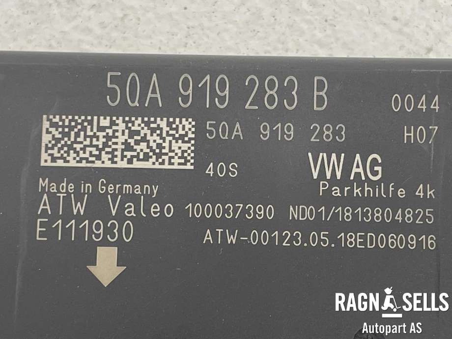 Styreenhet parkering til Audi A3 2016-2020 (Type III, Fase 2) (VALEO|5QA 919 283 B|5QA919283|E111930)