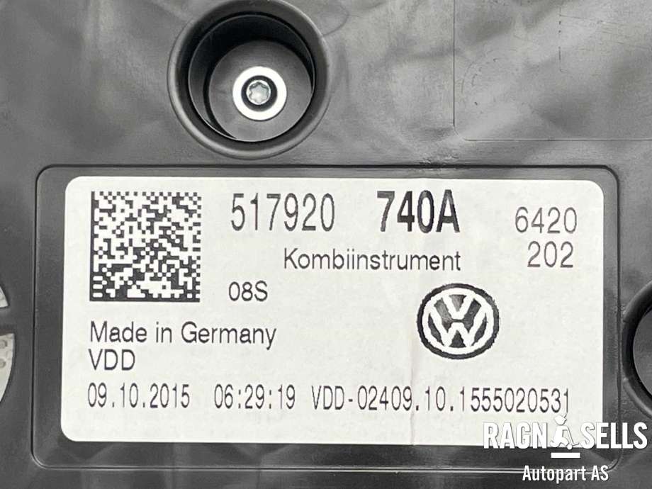 Speedometer til VW Golf VII 2012-2017 (Fase 1) (VDO|517920740A|A2C94818400|517 920 740 A)