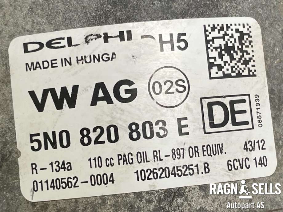 Aircondition kompressor til VW Tiguan 2011-2016 (Type I, Fase 2)  (DELPHI|5N0820803E|011405620004|5K0 820 803|5K0 820 803  X|1K0820808A|1K0820808AX|1K0820859H|1K0820859J|1K0820859N|1K0820859P|1K0820859T|1K0820859TX|5K0820803|5K0820803A|5K0820803C|5K0820803CX|)