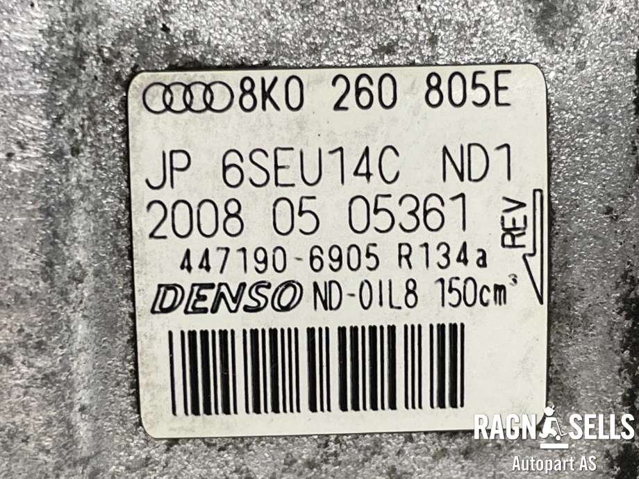 Aircondition kompressor til Audi A5 2007-2016 (Type I)  (DENSO|8K0 260 805 L|8K0 260 805 E|4F0260805AA| 4F0260805AE| 4F0260805AL| 4F0260805AN| 4F0260805AP| 4F0260805AR| 4F0260805T| 8E0260805BP| 8E0260805BQ| 8E0260805BR| 8E0260805BS| 8E026080)
