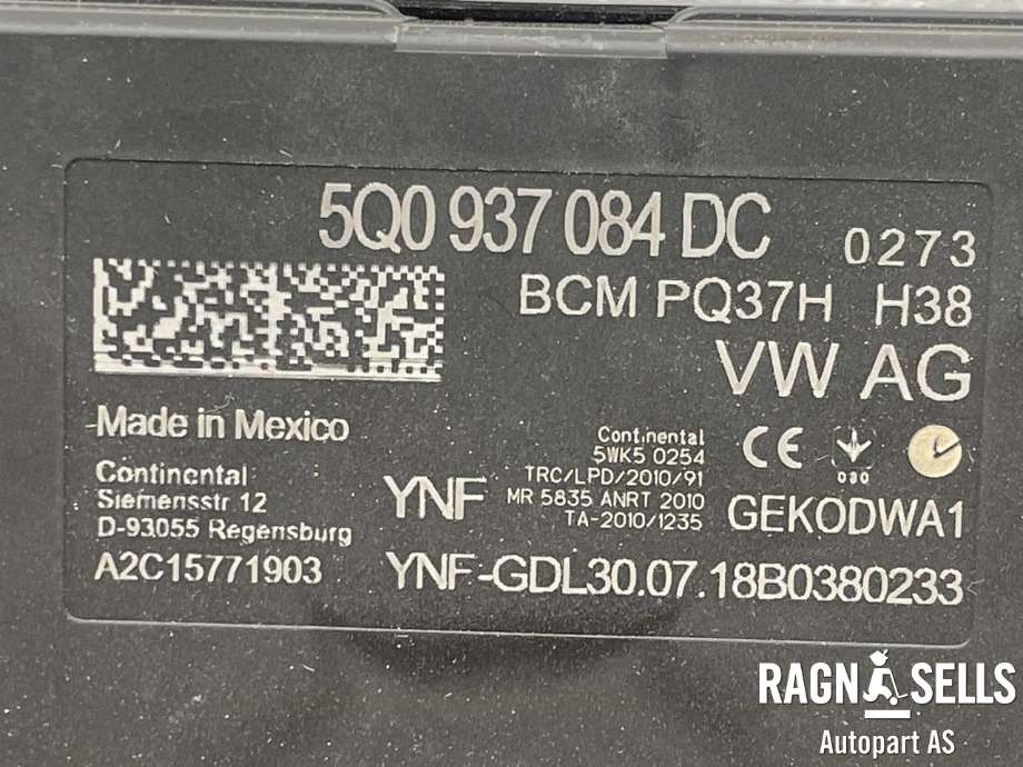 Styreenhet comfort (BCM) til VW Tiguan 2016-2020 (Type II, Fase 1) (5Q0937084DC|5Q0 937 084 DD|A2C15771903)