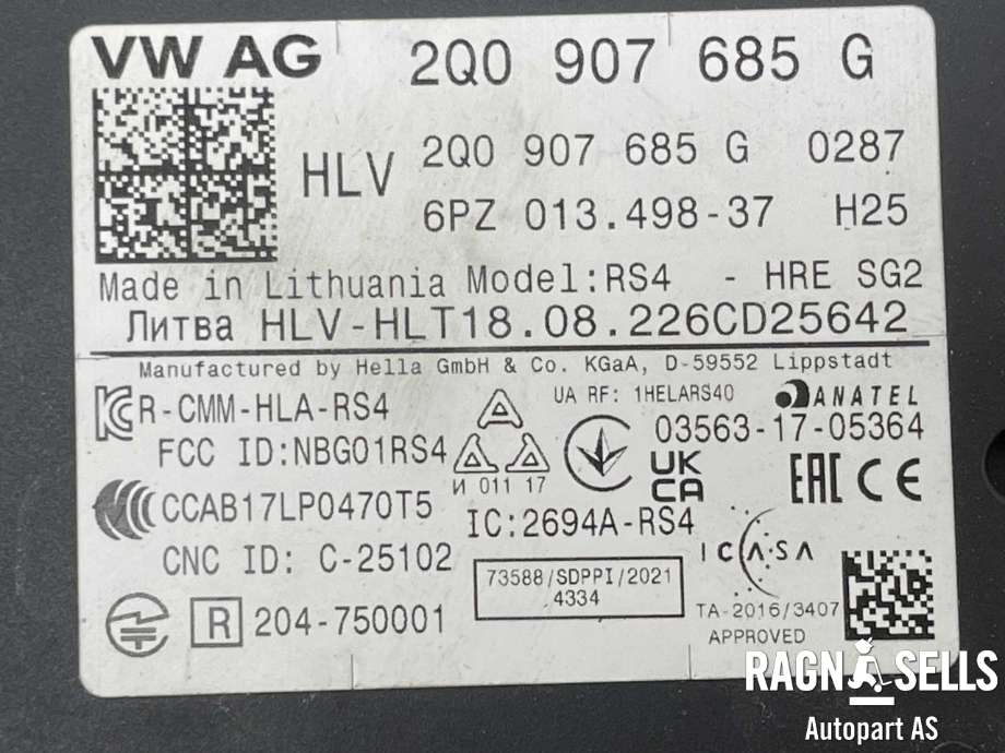 Sensor radar til Škoda Octavia 2020-->> (Type IV)  (2Q0907685G|)