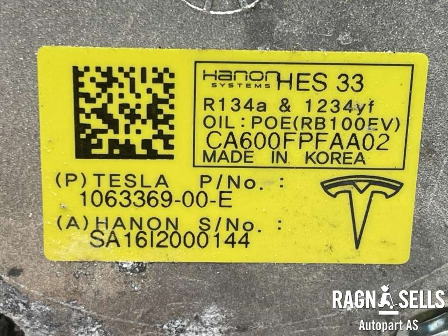 Aircondition kompressor elbil til Tesla Model S 2016-2021 (Fase 2)  (1063369-00-E|SA16I2000144|)