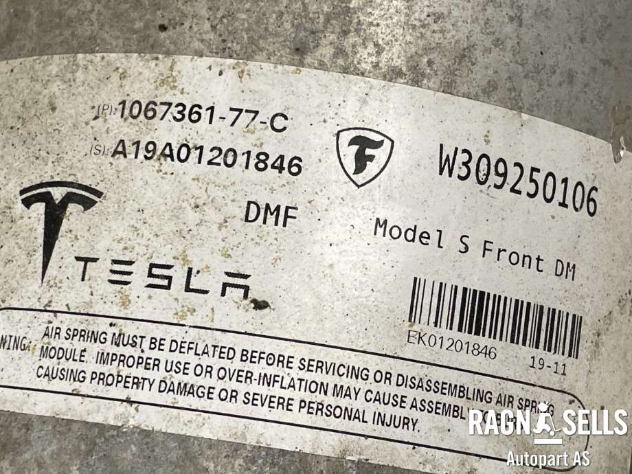 Fjær foran nivå luftpute/belg til Tesla Model S 2016-2021 (Fase 2)  (1067361-77-C|W309250106|)