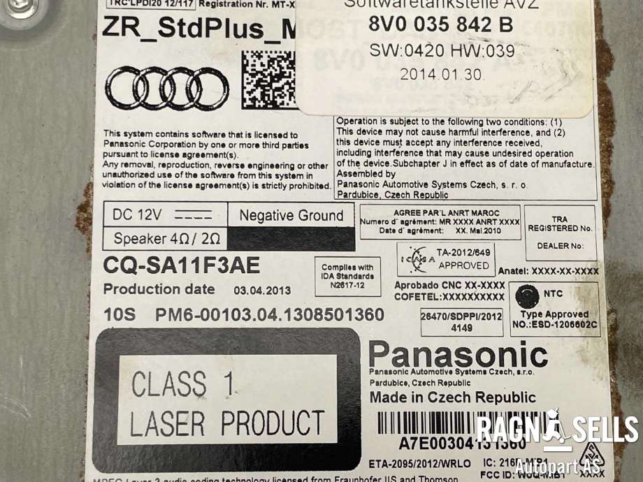 Bilstereo navigasjon spiller til Audi A3 2012-2016 (Type III, Fase 1)  (8V0 035 842 B|)
