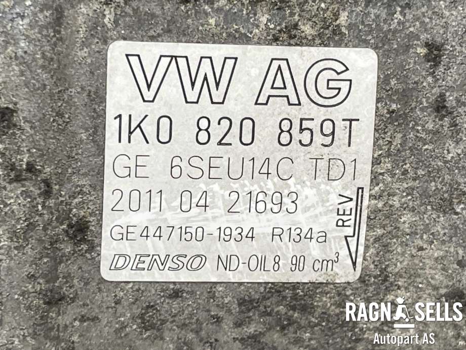 Aircondition kompressor til VW Passat 2011-2015 (B7) (B7) (1K0 820 859 T|1K0 820 859 TX|PXV16-1615|PXV161615|01140562|012011032014|1KD820803|1KD820803A|1KD820803B|1KD820803H|1KD820803K|1KD820803L|1KD820803M|1K0.260.859 F)