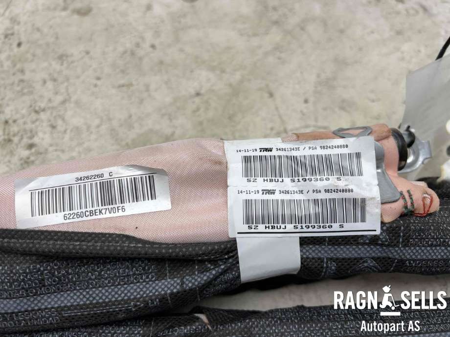 Airbag gardin venstre til Peugeot 3008 2016-->> (Type II) (9824240880|34261343E|)