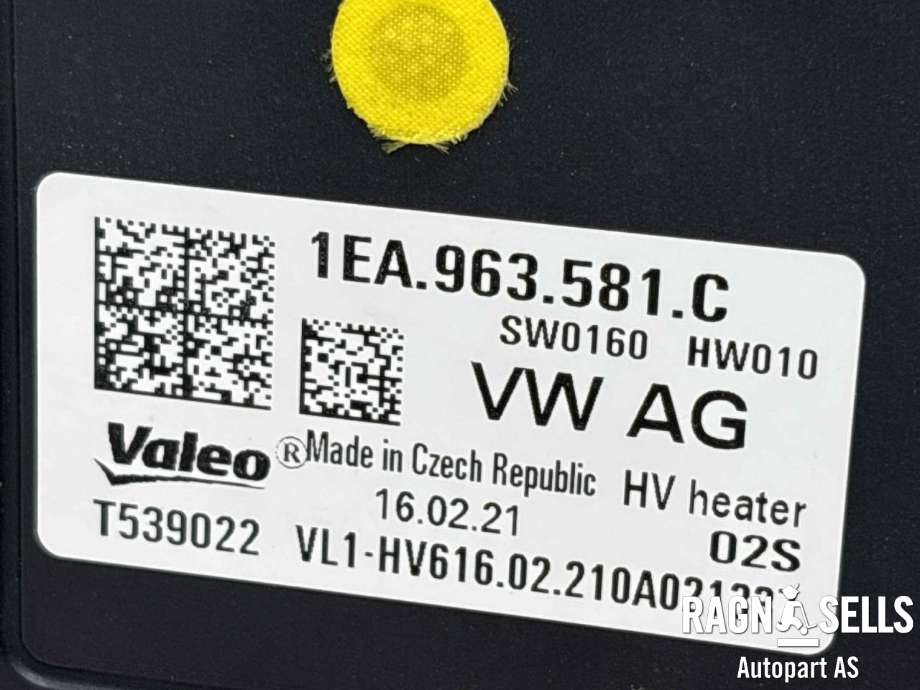 Varmeapparat PTC-heater til Škoda Enyaq 2021-->> (VALEO|1EA 963 581 C|T539022|T199649)