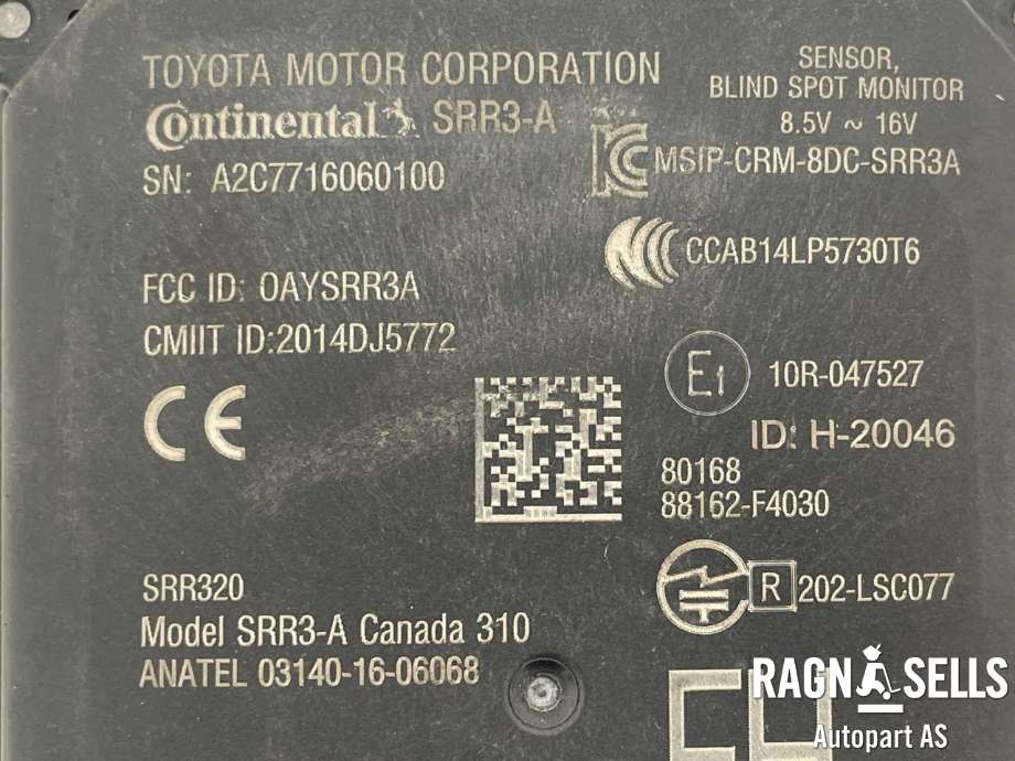 Sensor radar til Toyota C-HR 2016-->> (CONTINENTAL|88162F4030|A2C7716060100|)