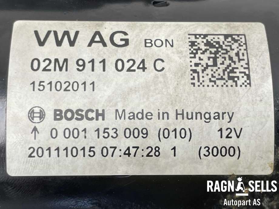 Starter diesel til VW Tiguan 2011-2016 (Type I, Fase 2)  (BOSCH|02M 911 024 C|02M 911 024 CX|0001153009|02M 911 021 P|02M 911 024 B|02M 911 024 G|02M 911 024 S)