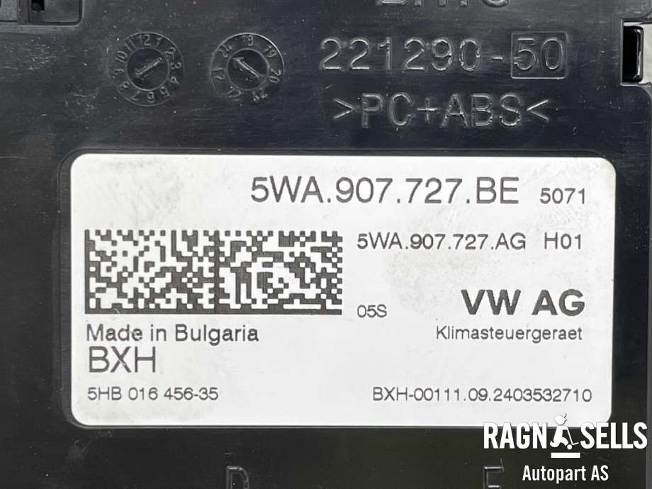 Styreenhet klima/aircondition til VW Caddy 2020-->> (Type IV) (5WA 907 727 BE|5WA907727AG|)