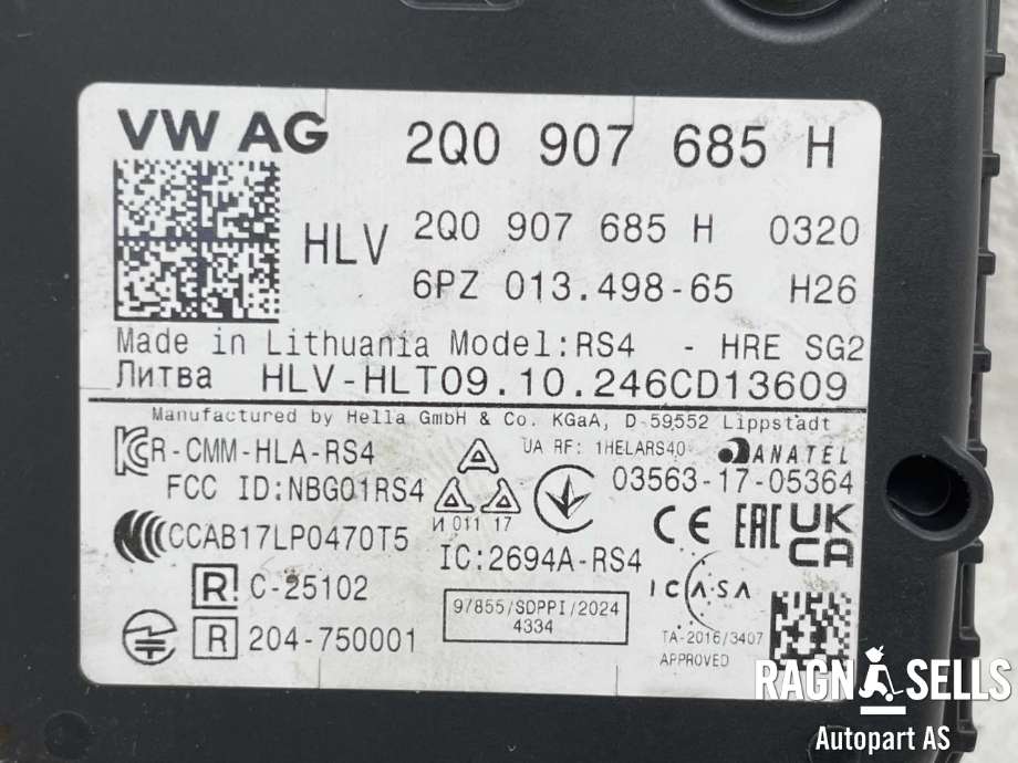 Sensor radar til VW Caddy 2020-->> (Type IV)  (HELLA|2Q0 907 685 H|6PZ01349865|)