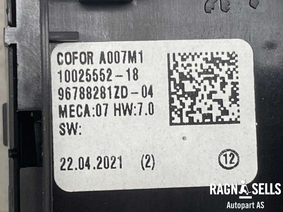 Bryter ruteheis førerdørspanel til Citroën ë-C4 2020-->>  (96 788 281 ZD|10025552-18|96 788 281 ZD-04)