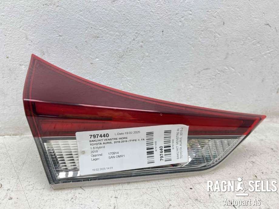 Baklykt venstre indre til Toyota Auris 2015-2019 (Type II, Fase 2)  (8159102850||81591B)