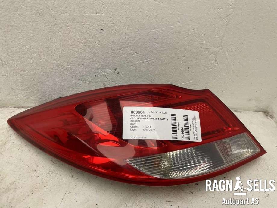 Baklykt venstre til Opel Insignia A 2009-2014  (1222193||13279627)