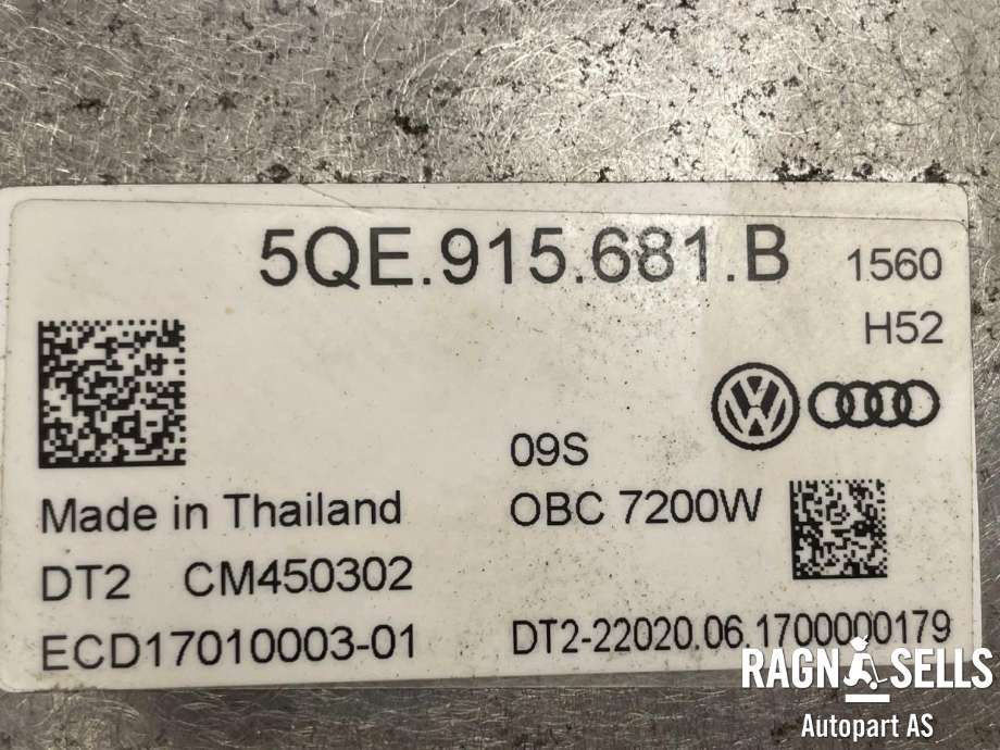 Batterilader (OBC - On Board Charger) til VW e-Golf 2017-2020 (Fase 2)  (5QE 915 681 N|5QE 915 681 B|)