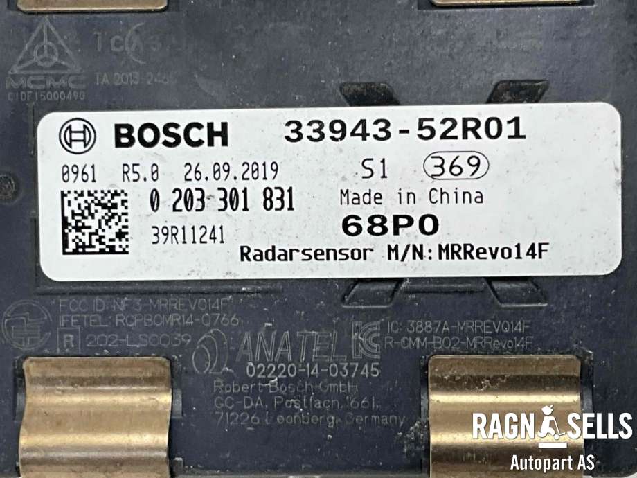 Sensor radar til Suzuki Swift 2017-->>  (BOSCH|3394352R01|0203301831|33941-53RD1-000)