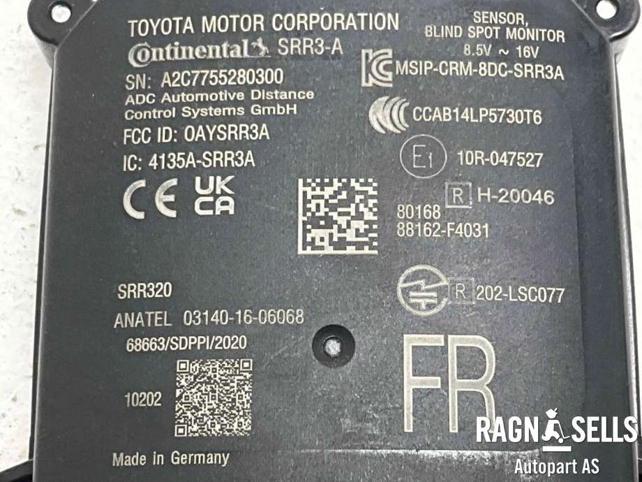 Sensor radar til Toyota C-HR 2016-->>  (CONTINENTAL|88162F4031|A2C7755280300|)
