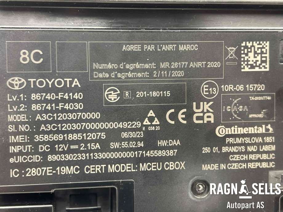 Styreenhet diverse til Toyota C-HR 2016-->>  (CONTINENTAL|86740F4140|A2C1203070000|)