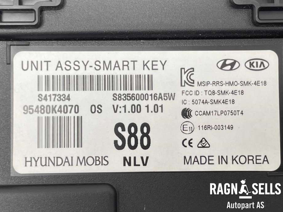 Styreenhet nøkkelfri/keyless til Hyundai Kona 2017-2021 (Type I, Fase 1)  (95480K4070|)