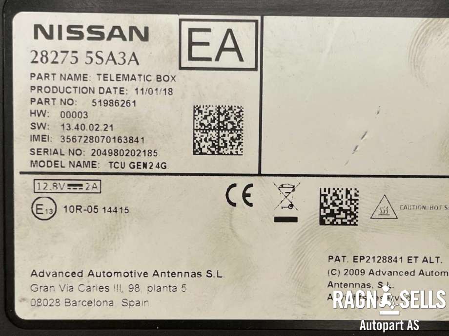 Styreenhet diverse til Nissan Leaf 2018-->> (Type II)  (282755SA3A|)