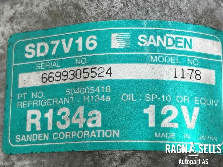 Aircondition kompressor til Fiat Ducato 2002-2006 (504005418|6699305524| SD7V16|1607139480|1607139780|1626275080|504384357|5802219858|6453SV|71721759|71721760|71724259|71796000)