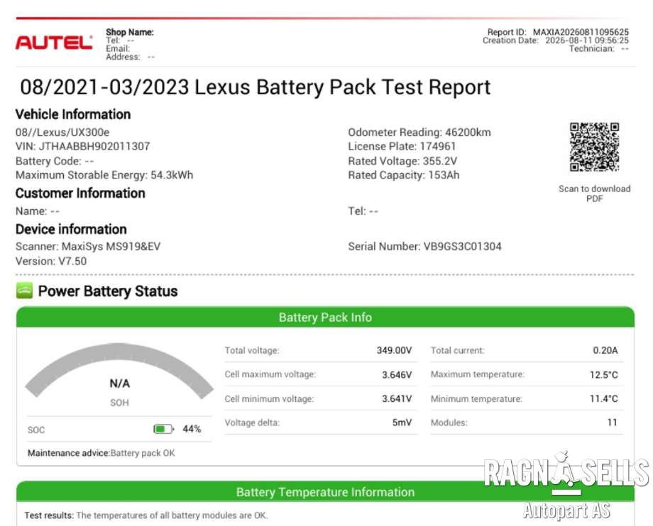 Batteripakke elbil til Lexus UX, 2018-->>  (G9510F4030)
