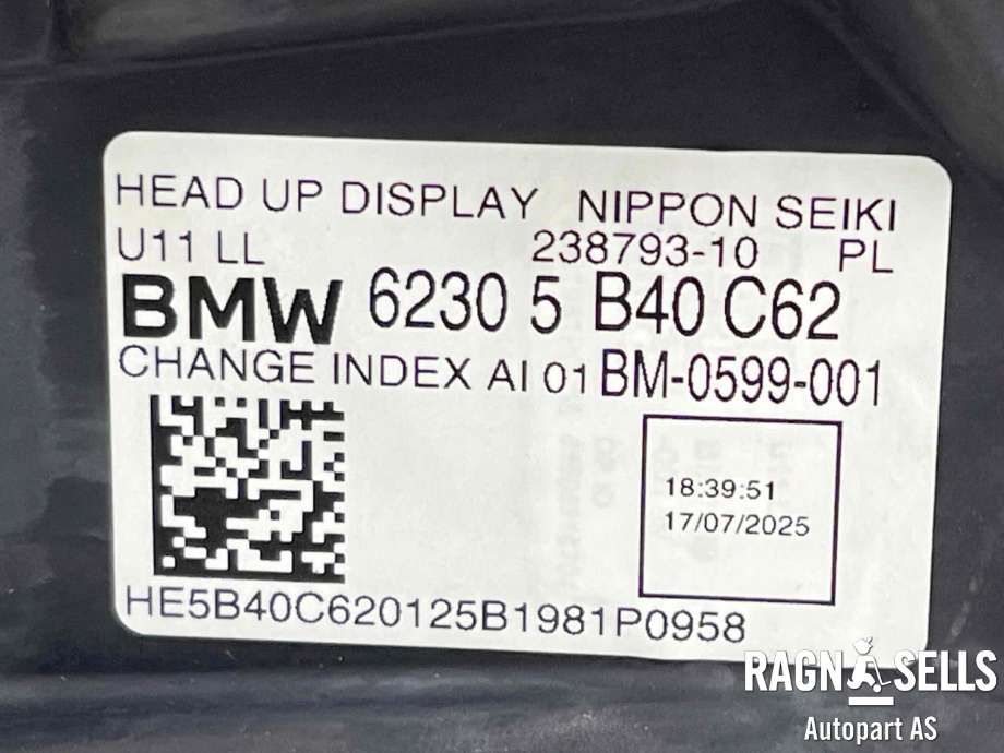 Instrument head-up display (HUD) til BMW iX1 2023-->> (U11) (U11) (62 30 5 B40 C62|238793-10|)