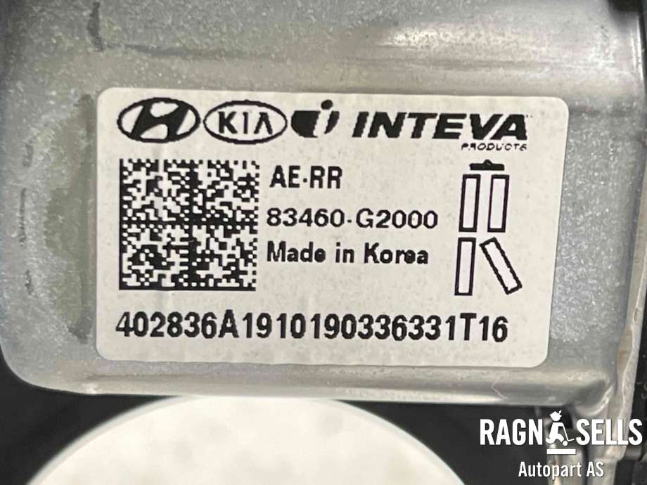 Ruteheis, kun motor, høyre bak til Hyundai Ioniq Electric 2019-->> (Fase 2)  (83460G2000|)