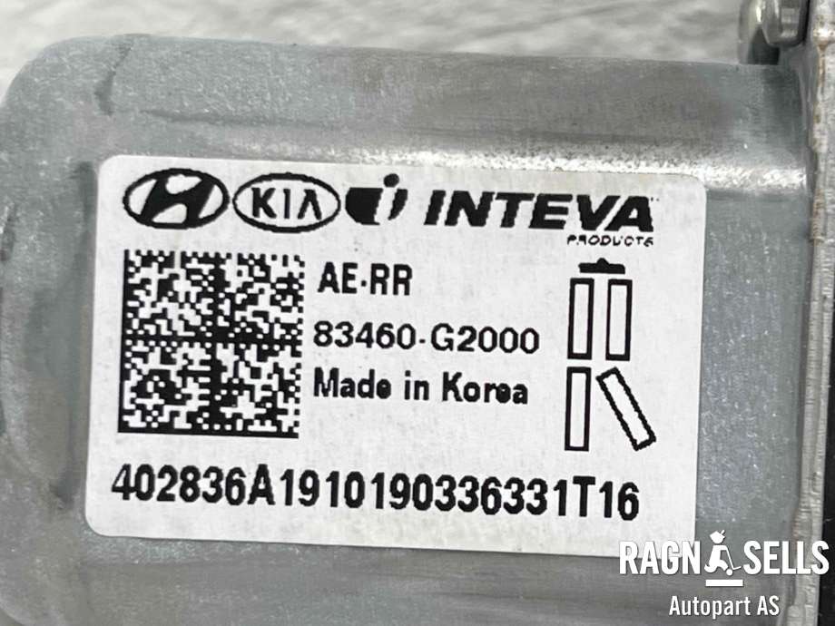 Ruteheis, kun motor, høyre bak til Hyundai Ioniq Electric 2019-->> (Fase 2)  (83460G2000|)