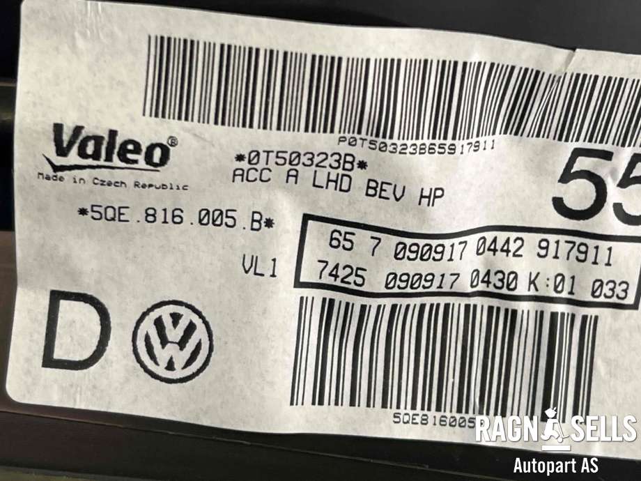 Varmeapparat register til VW e-Golf 2017-2020 (Fase 2)  (5QE 820 007 B||5Q1 819 021 E|5QE 820 353|5Q0 907 521 C|5QE 816 100 B)
