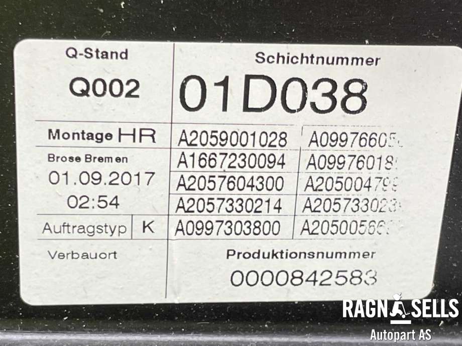 Ruteheis høyre bak til Mercedes C-Klasse 2014-2018 (Fase 1) (W205) (W205) (A 205 730 80 04|A 213 906 06 02|)